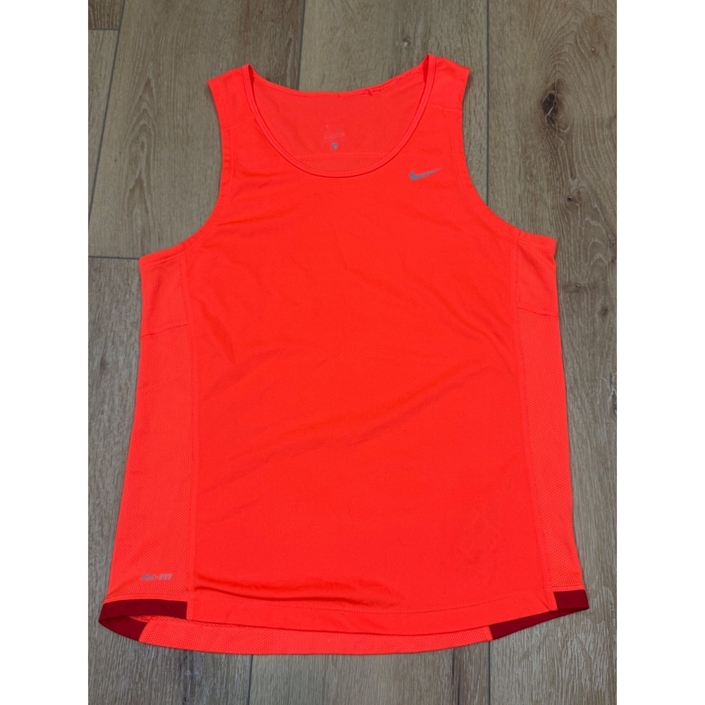 Nike Miler Dri-FIT Running Tank Top Neon Orange Infrared Mesh Athletic Womens M